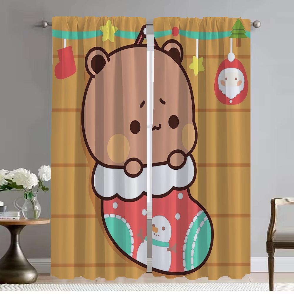 BUBU DUDU Kitchen Curtains for Living Room Anti-mosquito Curtains 2 Pieces Shades Window Curtain Halloween Decoration Partition