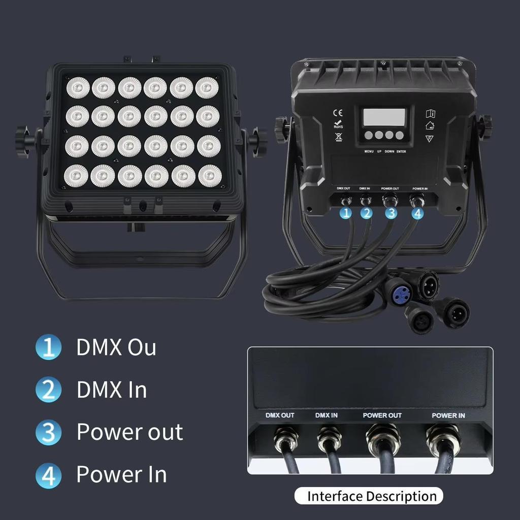 Outdoor Waterproof Stage Light 24x18W RGBWA UV 6 In 1 LED Square Par Light DJ Disco Equipment Lighting Atmosphere