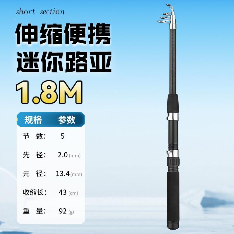 Compact 5-Section Portable Spinning Rod Shore Fishing 1.8m Glass Fiber Travel With Soft Frog Spinner Lure Set