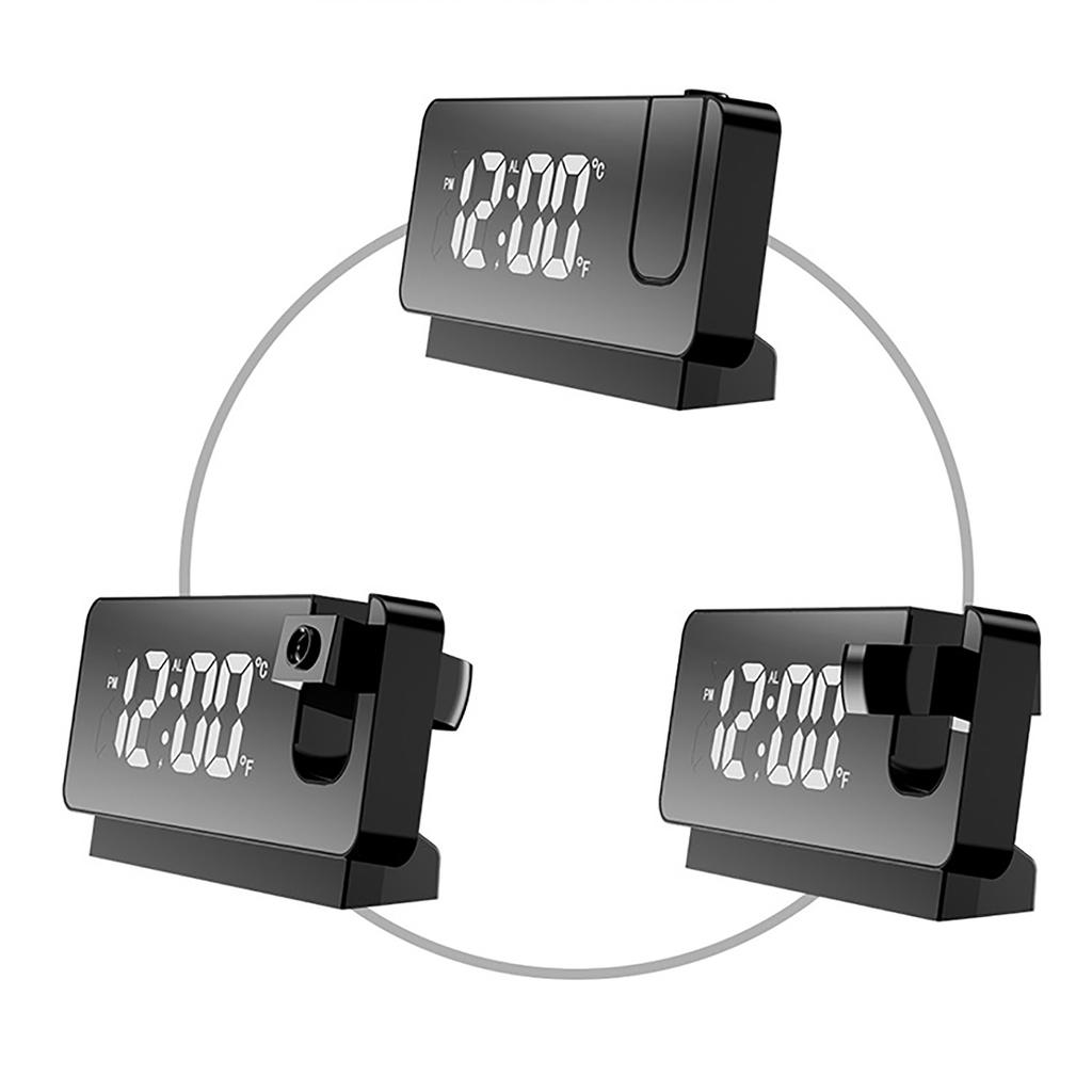 Projection Alarm Clock Large Display Versatile Silent Luminous Design USB Bedside Digital Projection Alarm Clock for Home Bedroom