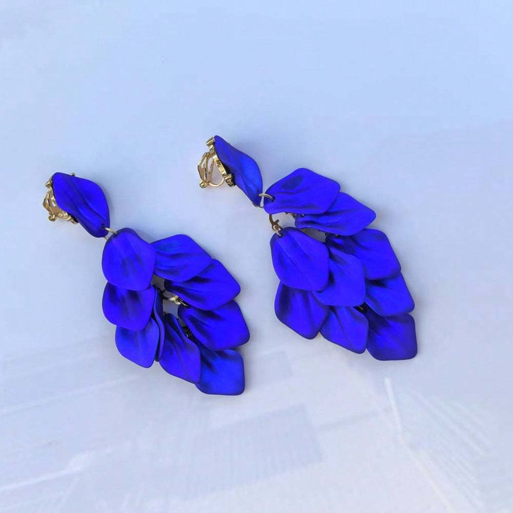 1 Pair Bohemian Floral Petal Tassel Acrylic Clip-On Earrings, High-End Piercing-Free Party Jewelry for Women