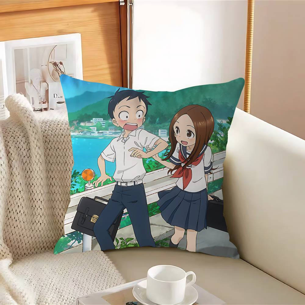 

Karakai Jozu NoS Takagi San Pillow Case Removable Washable Cushion Cover – All-Season Soft Linen 12x12Inch