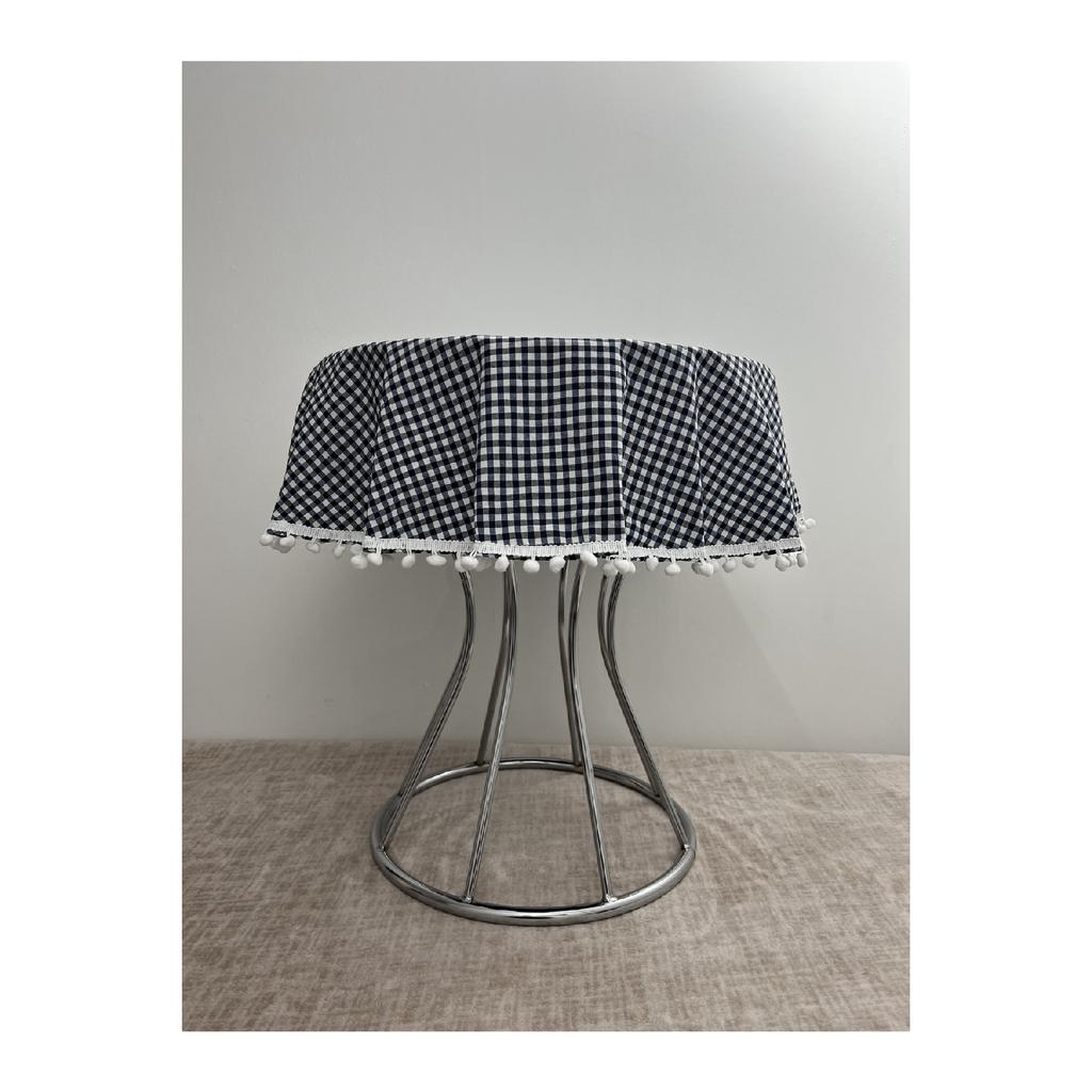 Bommel Gingham Round Pompom Ubrus Gingham Round