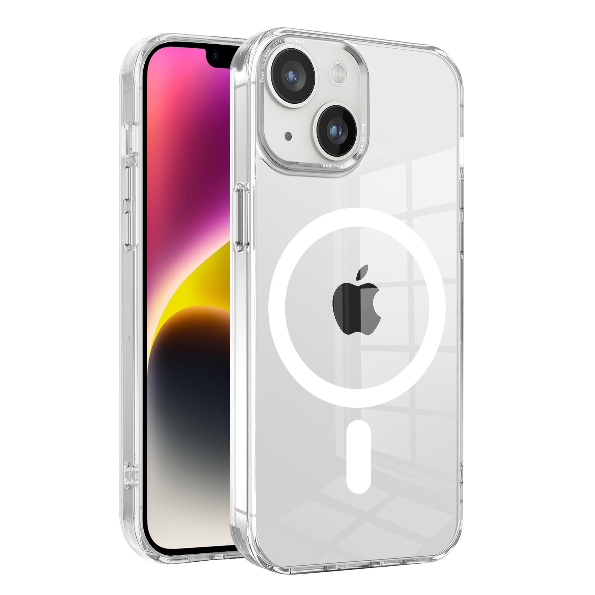 

For iPhone 14 Plus Clear Case PC+TPU Phone Cover Compatible with MagSafe Transparent
