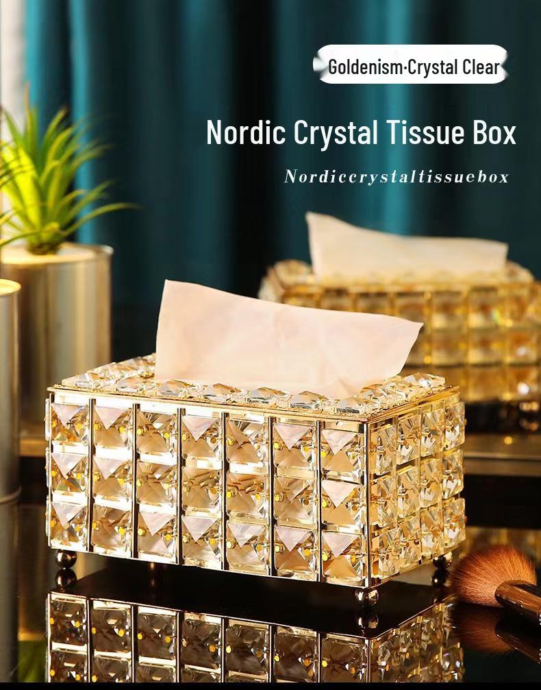 Nordic Style Crystal Tissue Box for Living Room Dining Table