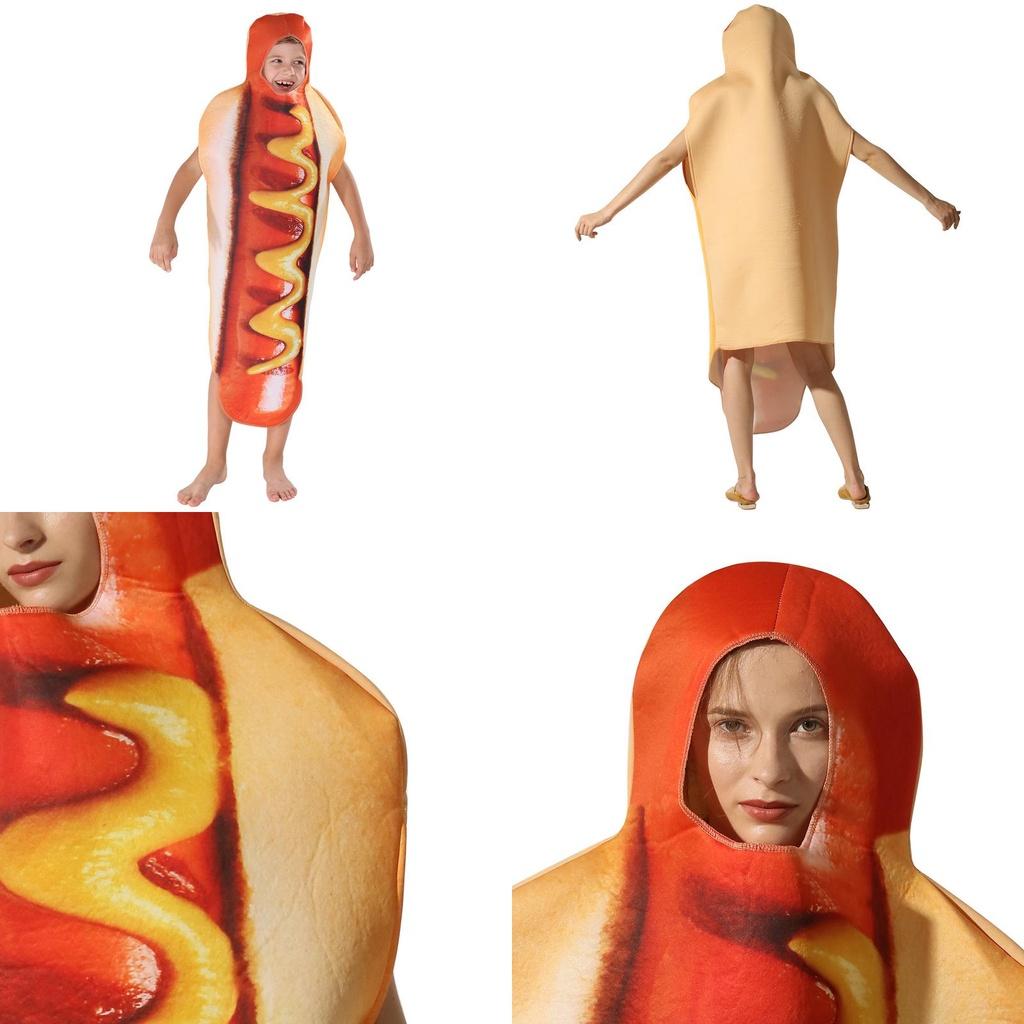 Fun And Vibrant Hot Dog Costume Jumpsuit For Halloween Stage Performances