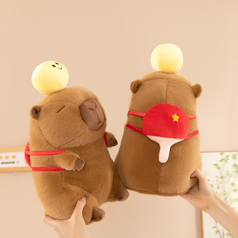 Table tennis capybara doll ugly cute sports kapibara doll plush toy children's birthday gift throw pillow girl