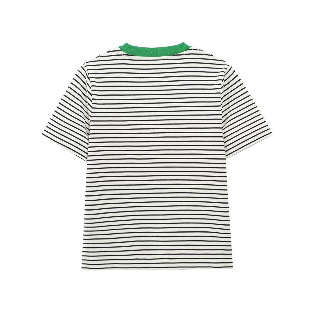 Spring 2025 Women's Fashion European & American Color Block Round Neck Short Sleeve T-Shirt