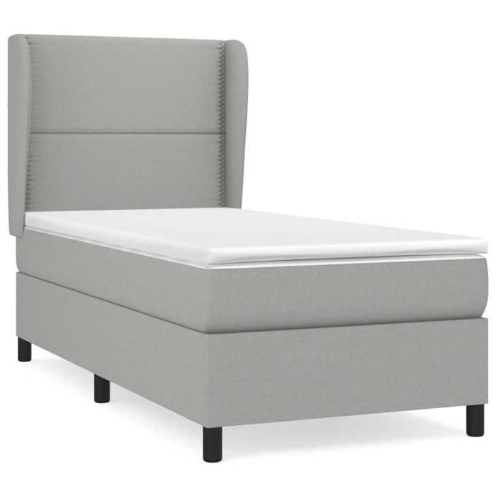 3127861 vidaXL Lit à sommier tapissier avec matelas Gris clair 100x200cm Tissu