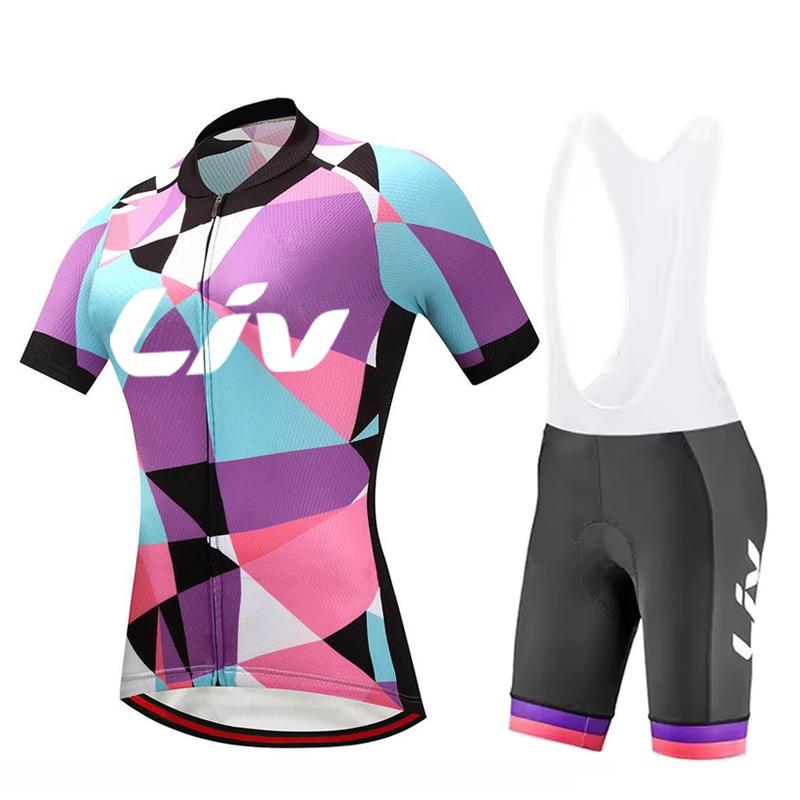 Women's Summer Cycling Jersey New Short Sleeved Cycling Suit Set Sports Shirt Quick Drying Jacket Cycling Bib with Cushion