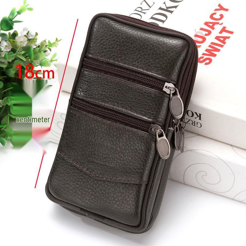 Kožená ledvinka z hovězí kůže - Pánské 6,7" pouzdro s klipem pro staršího pracovníka