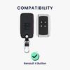 [kwmobile] Compatible with: Renault 4-Button Smart Key (Keyless Go compatible models only) Key Case - Protective Key Cover - PU Leather, Blue/Black