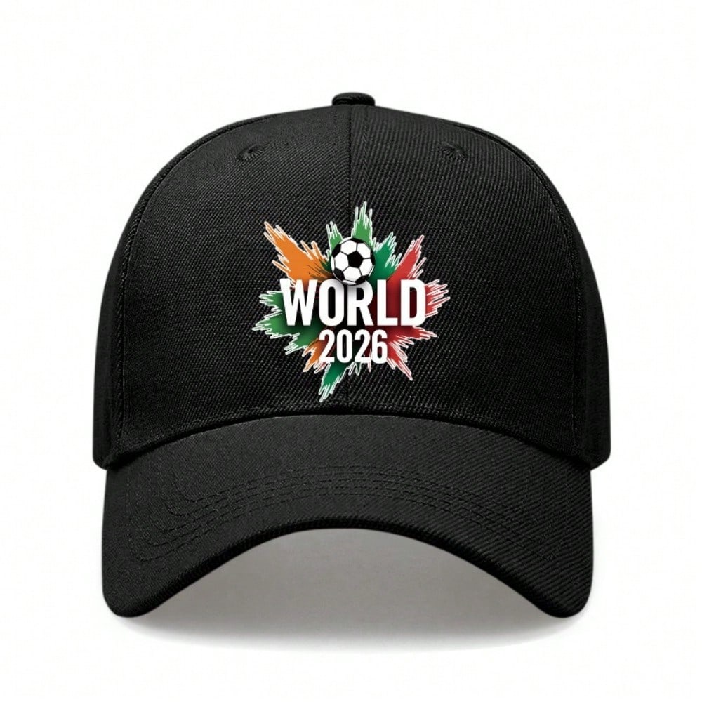[Sporty Baseball Cap] 2026 World Cup Theme Print Unisex Adjustable Breathable Lightweight Polyester Sun Protection Casual Outdoor Sports Baseball Hat