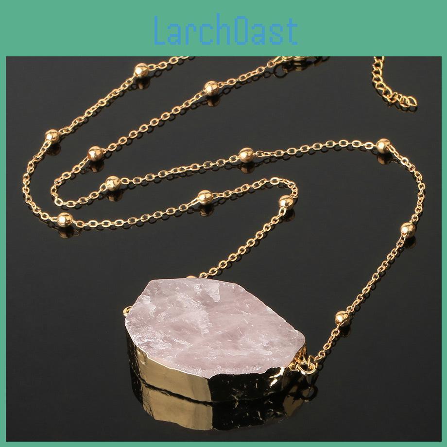 Simple And Irregular Rose Natural Crystal Pendant Necklace In Spring And Summer