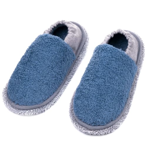 Kind Slipper Room Shoes, Mop Slippers, Cleaning Slippers, Washable (Size L, Blue, with Heel)