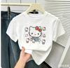 2026 Summer Korean Style Unisex Pure Cotton Short Sleeve T-shirt with Lovely Multi-Character Hello Kitty Print for Casual Daily Wear