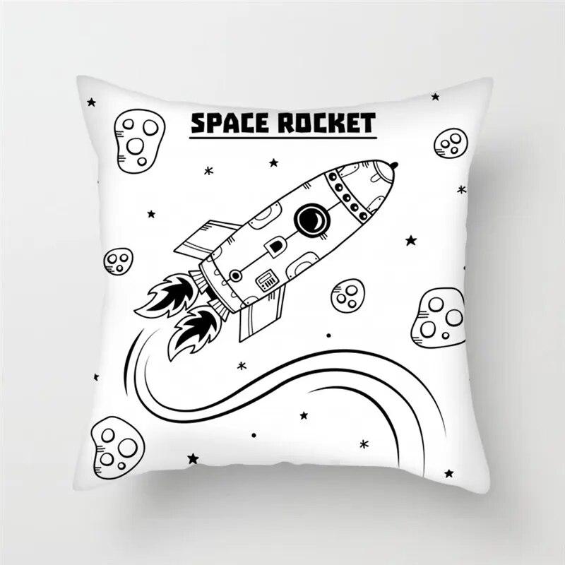 Cartoon Astronaut Rocket Spaceship Sofa Home Bedroom Decoration Pillowcase Kids Room  Space Theme Cushion Cover
