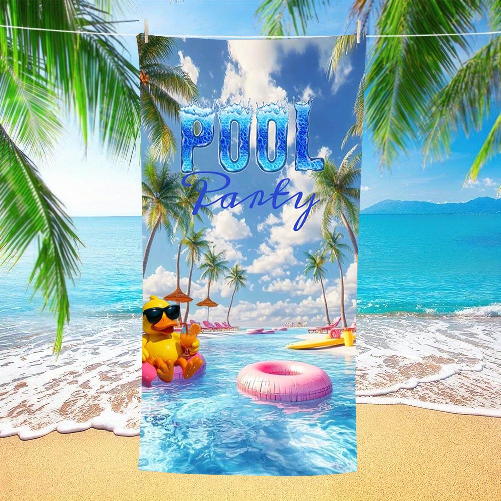 Pool Party Palm Tree Swim Ring Print Beach Towel Sand Proof Pool Towel Summer Swim Outdoor Picnic Gym Outdoor Beach Essential