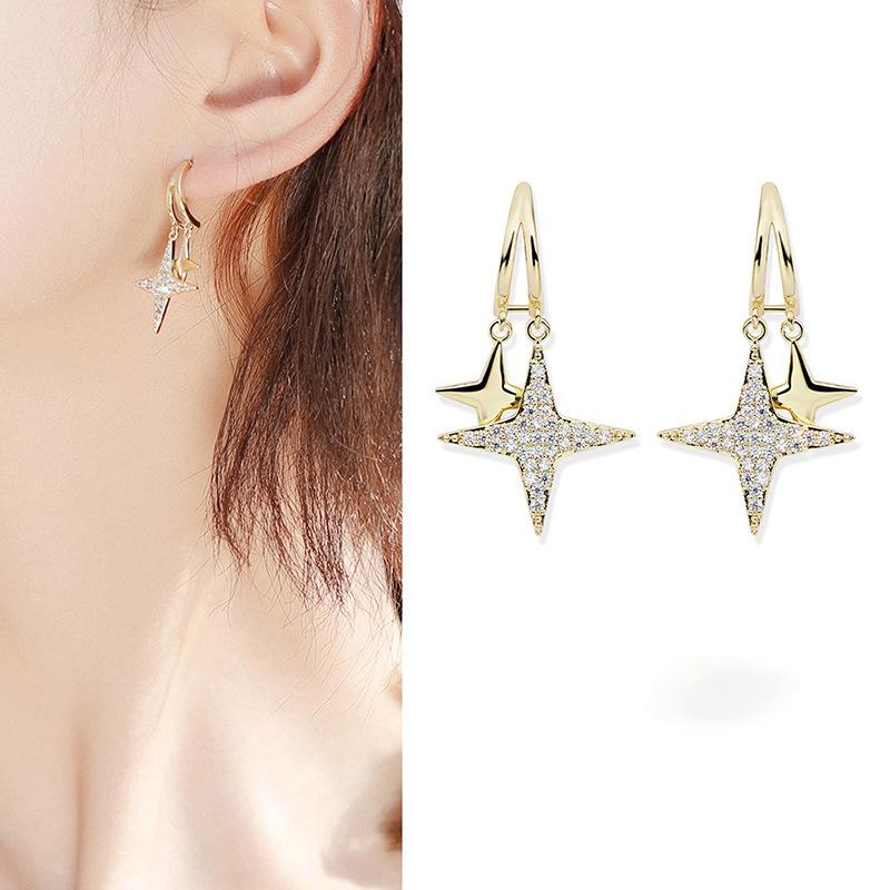 

Модные женские висячие серьги, новые серьги со звездами, длинный кулон, модные корейские элегантные простые украшения для девочек