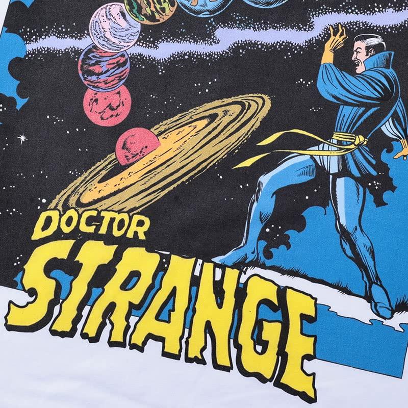 EVERSOUL Marvel Langarm-T-Shirt, Doctor Strange, Captain America, Amerikanischer Comic-Charakter Merchandise, Herren, Weiß, Größe XL [Parallelimport]