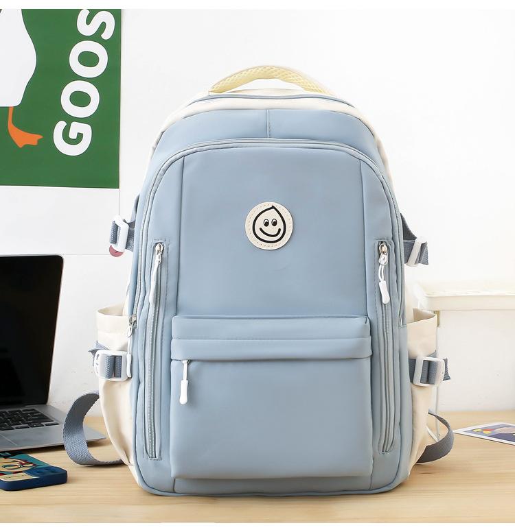 Schoolbag Contrast Color Backpack Junior High School Student Girl School Bag Elementary School Elementary School Versatile Large Capacity Lightweight