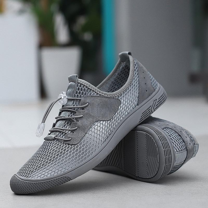 Хит продаж Летние дышащие сетчатые уличные походные туфли Износостойкая подошва Мужская — фото 3
