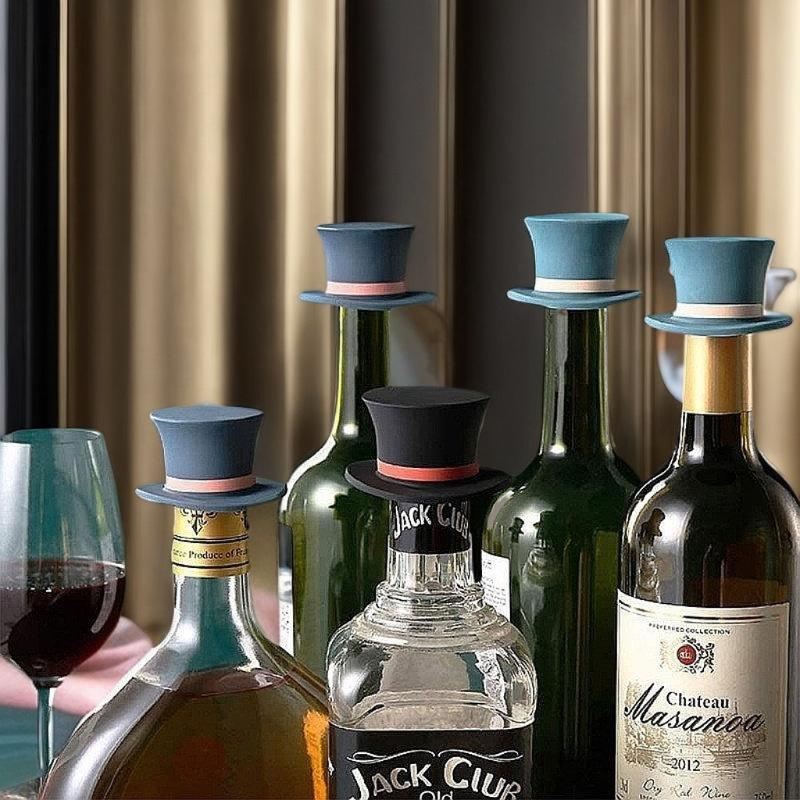 1/3pcs Magic Hat Silicone Wine Stopper Reusable Dustproof Bottle Seal Corkscrew For Freshness Home Bar Christmas Party Use