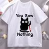 You Saw Nothing T Shirt Spooky Cat Halloween TShirt Funny Graphic Tees Short Sleeve Round Neck Printed Graphic Tees