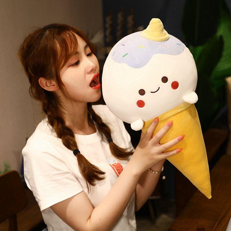 50cm/70cm/90cm Kawaii Ice Cream Simulation Plush Toy Soft Stuffed Cartoon Egg Cone Doll Sofa Decor Pillow Cushion Best Gifts