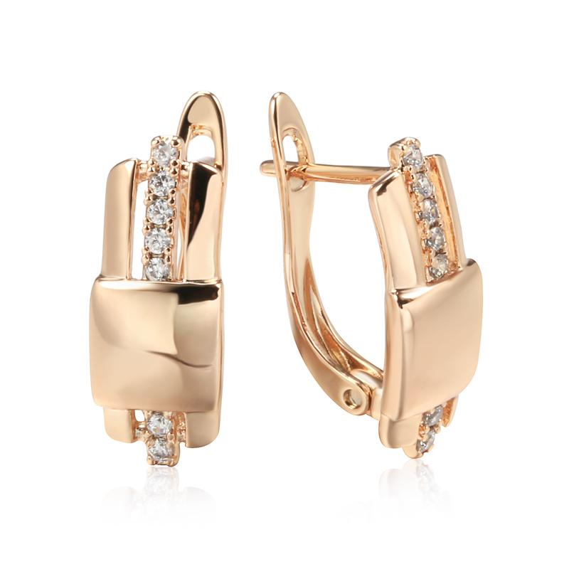 

Новый тренд Глянцевые квадратные серьги-подвески для женщин Необычные серьги цвета розового золота с натуральным цирконом Повседневные изящные украшения