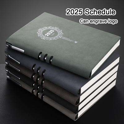 A5 Thick Leather Student Time Planner, 2025 Annual Schedule, Business Notepad, 365-day Daily Planner, Memo, Notebook, 170 Sheets