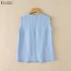 ZANZEA Women Lace Splice V-Neck Casual Sleeveless Tank Tops