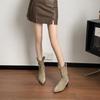 2025 new brown chelsea velvet and ankle boots medium tube pleated boots pointed thick heel short boots children autumn and winter