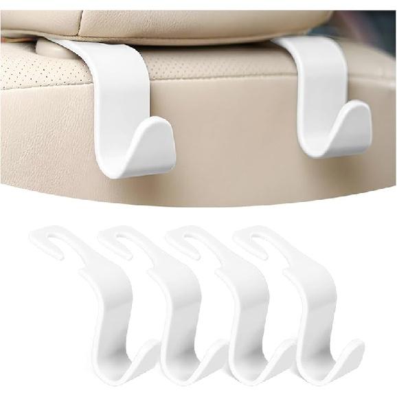 Cârlig Tetieră Scaun Auto, Pachet de 4 Organizator Depozitare Umeraș Scaun Auto pentru Poșetă, Geantă de Mână, Paltoane, Pungi de Alimente, Accesorii Interioare Auto, Universal