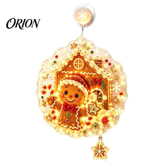 Holiday Celebration Ornament Christmas Suction Cup Window Light, Santa Claus Xmas Tree Reusable Lamp Snowman Glass Ornament, Party Acrylic Hanging