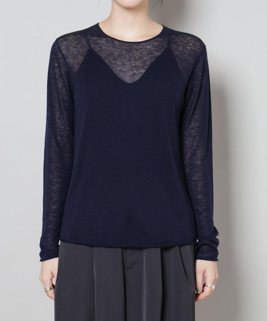 Nano Universe Swivel Wool Crew Neck Knit Size M Pullover, Women's, (120), Navy, 669-5222301