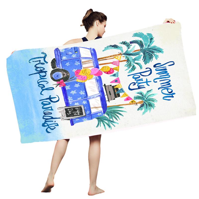 Ultra-Fine Quick-Dry Tie-Dye Beach Towel: Double-Sided Plush, Printed, Fashionable Swim Towel for Adults