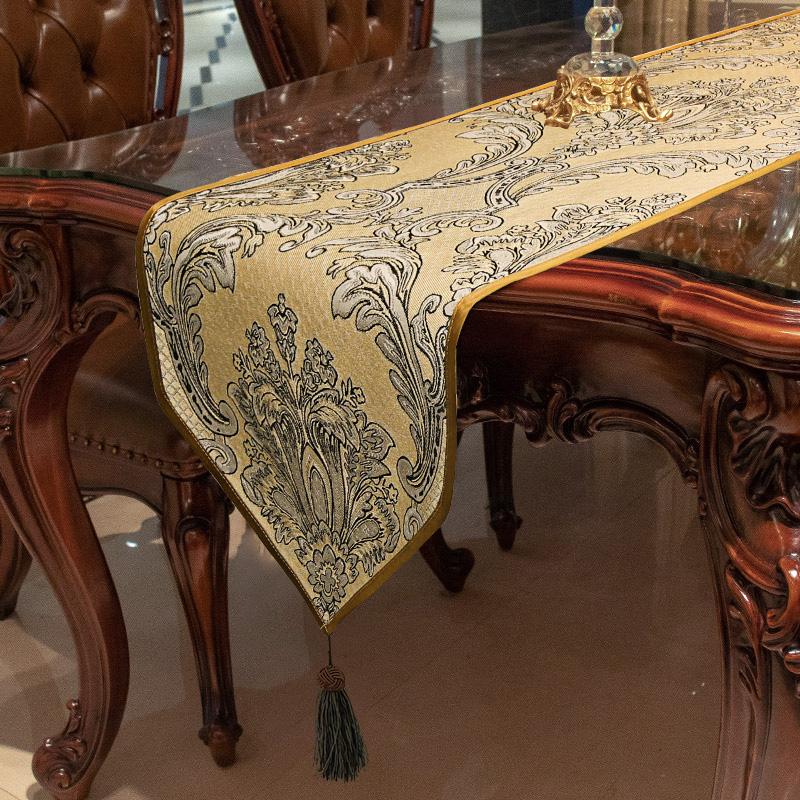 

Европейский роскошный жаккардовый стол-дорожка, журнальный столик для столовой, подставка под телевизор, украшение, вышитая дорожка для стола, современный домашний декор 33x180cm 1pc