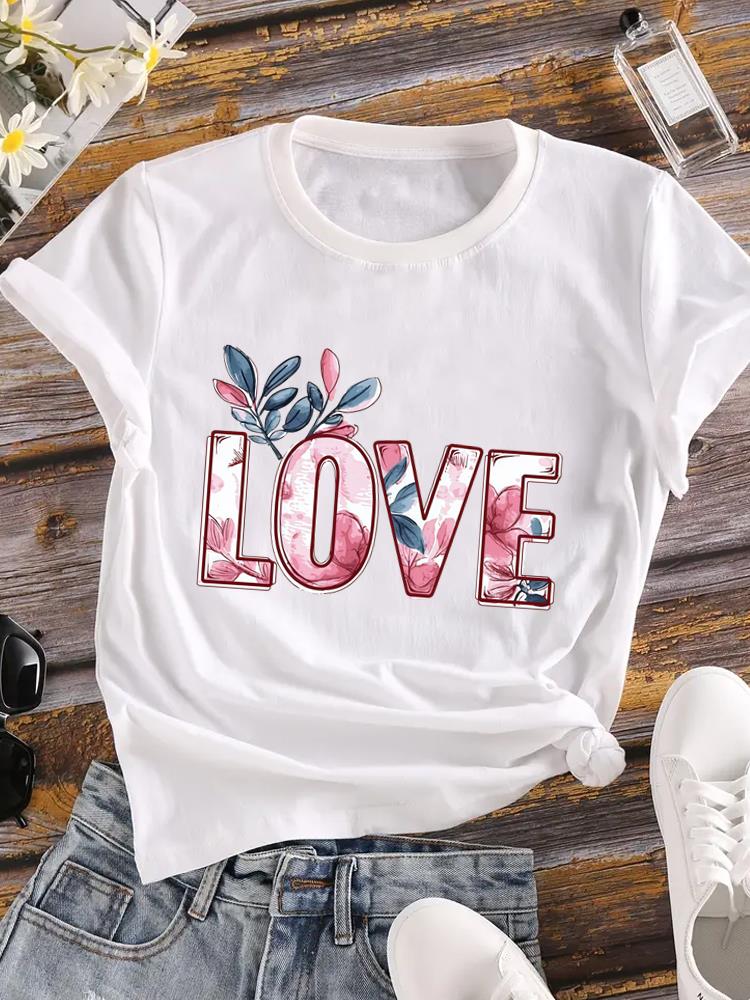 (Asian Size) cute style 90s Female Top Fashion Graphic Short Sleeve T-shirts Casual T Shirt  Lady Printed Clothing Women Tee