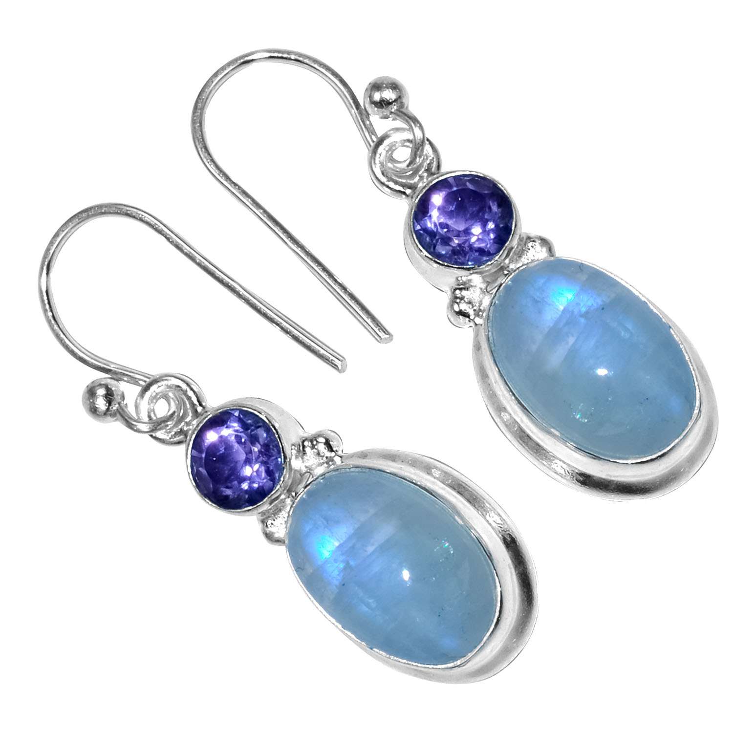 

Rainbow Moonstone Gemstone Earrings Solid 925 Sterling Silver Handmade Earrings Jewelry Gift For Women And Girls E-1546