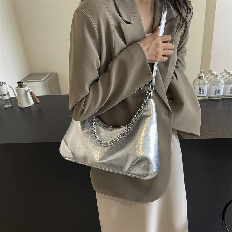 Simple Pleated Bag Chain Tote Commuter Tote Bag Women's Premium Shoulder Underarm Bag