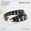 105СМ Девочки Студент Пористый Круглая Пряжка Паровой Люверс Ремень Джинсовый Ремень для Женщин Золотой Овальный Модный Ремень для Мужчин