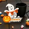 Lindo letrero de mesa de madera de fantasma, Centro de mesa rústico de niveles para Halloween, Pequeño letrero blanco de fantasma para fiesta, Hogar, Decoración de estantería