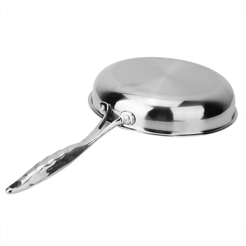 304/403 Stainless Steel Three Layer Flat Non Stick Frying Pan 24cm with Pot Cover