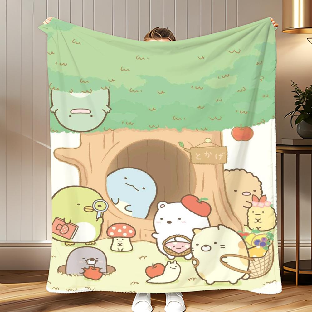 

character IP Sumikko Gurashi Throw Soft Coral Fleece Blanket 310gsm Fluffy Warm Throw for Sofa Bed Couch Bedroom Decor 75x100cm