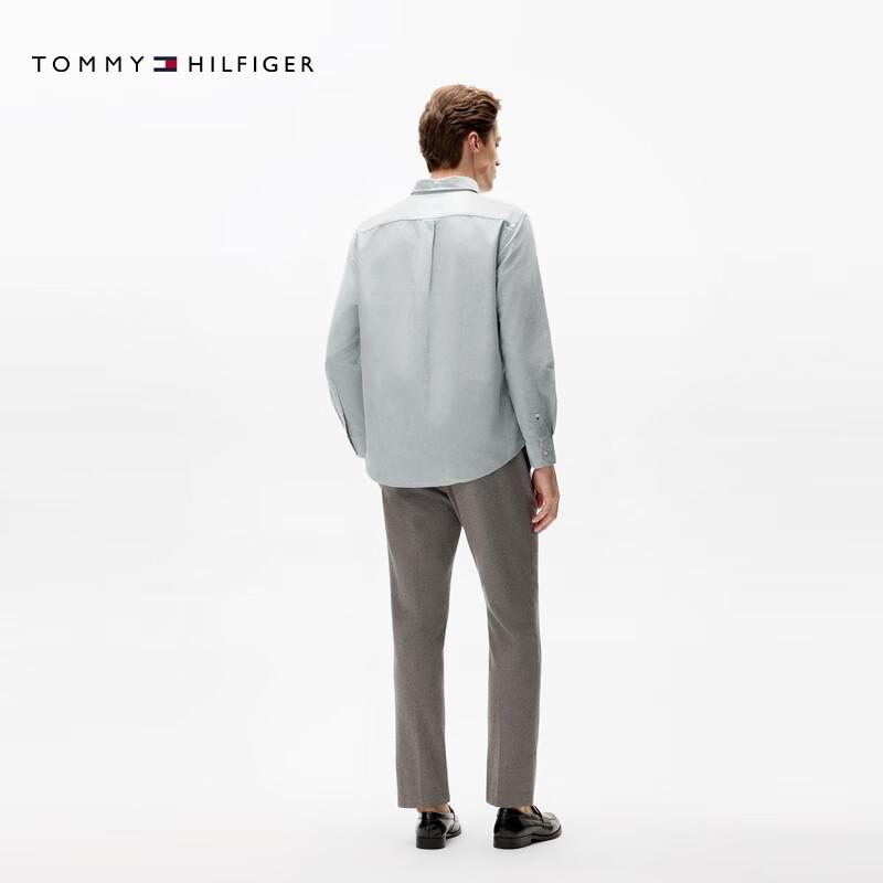 Tommy Hilfiger Jaqueta Camisa Masculina de Algodão Puro Oxford de Manga Longa