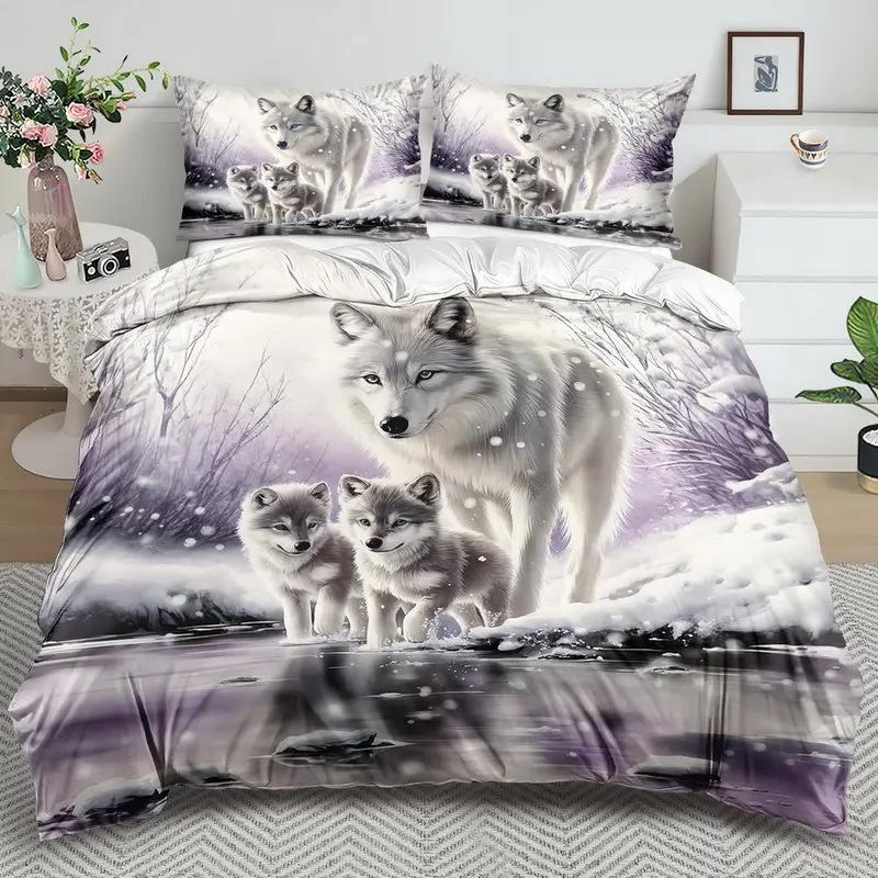 Digital Printing Duvet Cover Kit 3D Bedding Quilt Cover Pillowcase Three-Piece Set