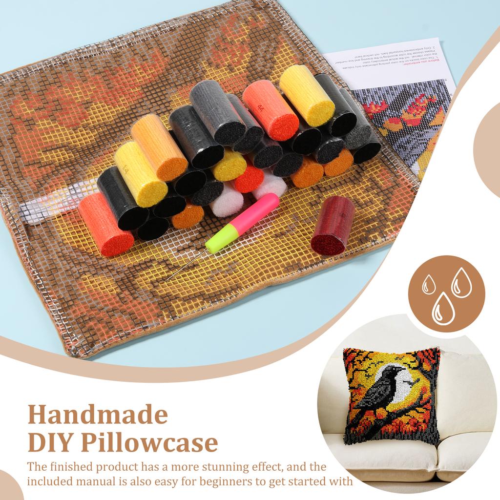 Animal Patterns Latch Hook Kit DIY Craft Vintage Knot Pillow Package Embroidery Latch Hook Kits Animals Print Cushion Pillowcase