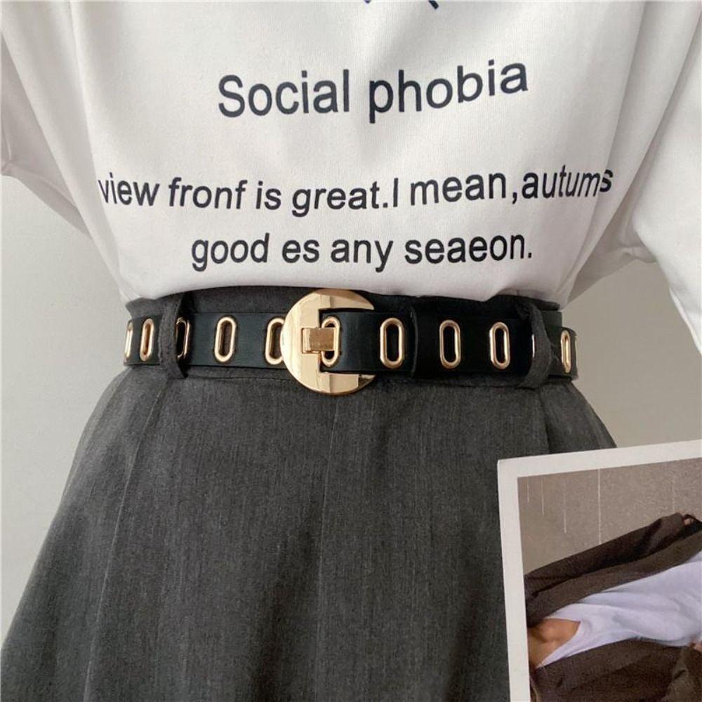 Alloy Pin Buckle Belt PU Leather Waist Strap Fashion Waistband  Decor Accessories