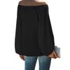 Women Off Shoulder Blouse Lantern Sleeve Long Sleeve Pullover Top Elastic Neckline Casual Shirt